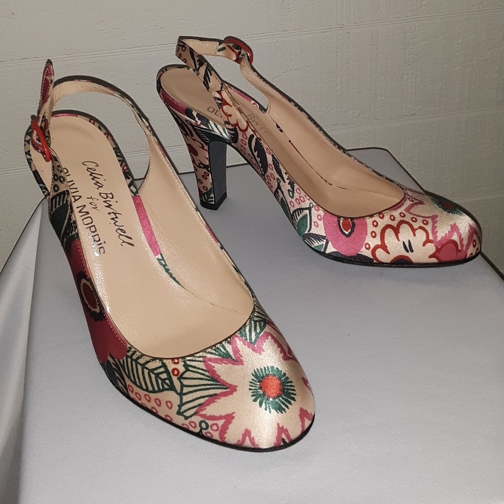 Olivia Morris Pink and Green Slingback Heels